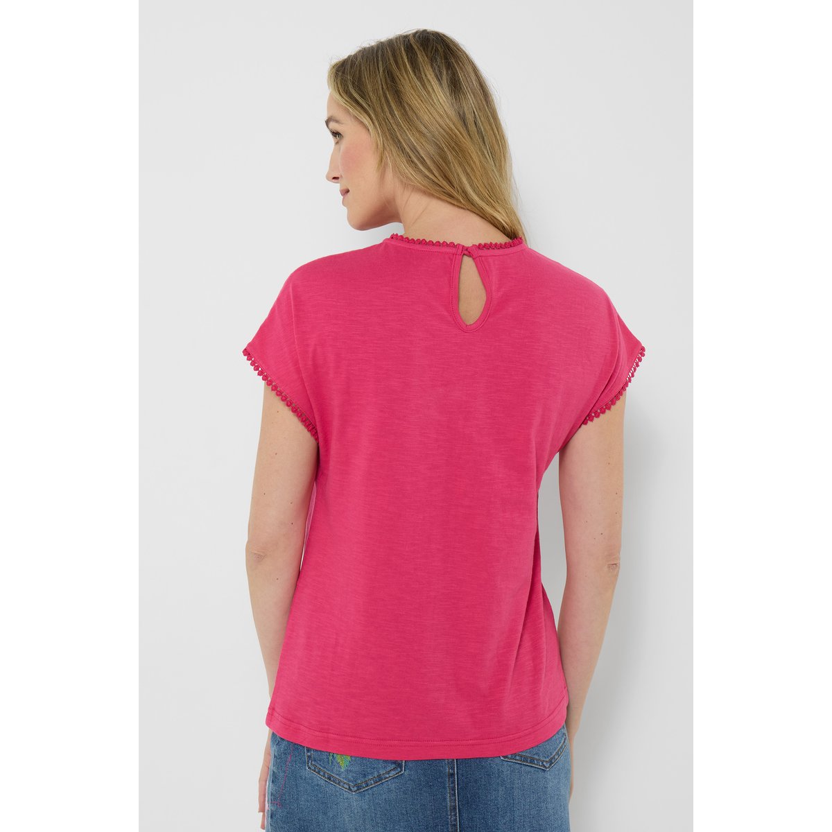 T-shirt en jersey avec encolure brodée rose, JOE BROWNS