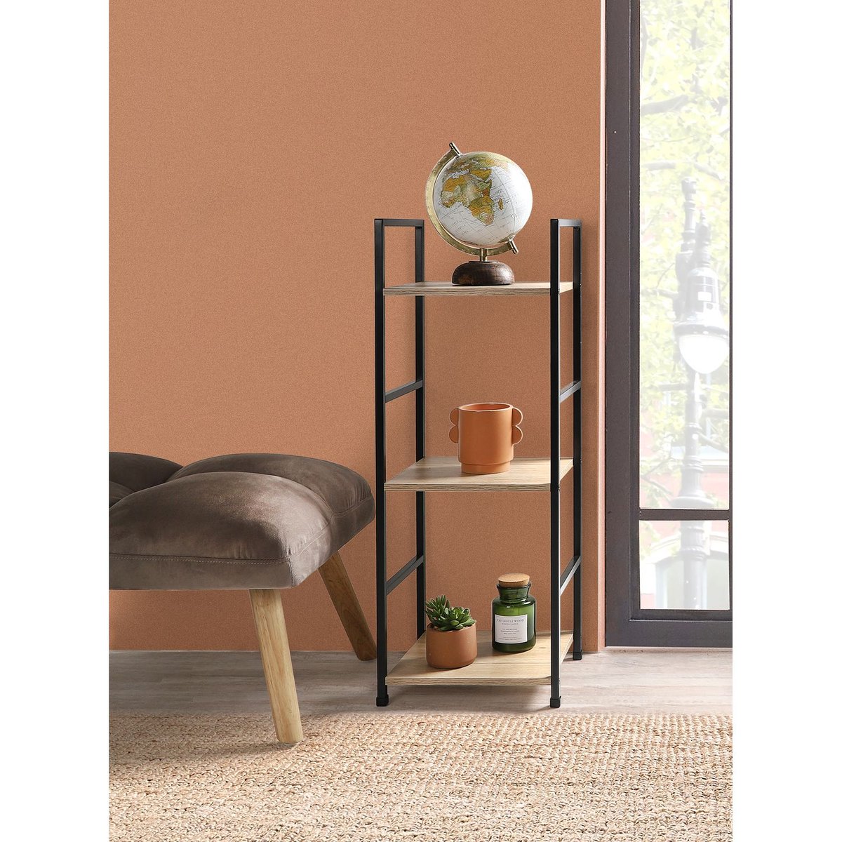 Etagère carrée 3 niveaux design industriel COLORADO beige, TOILINUX