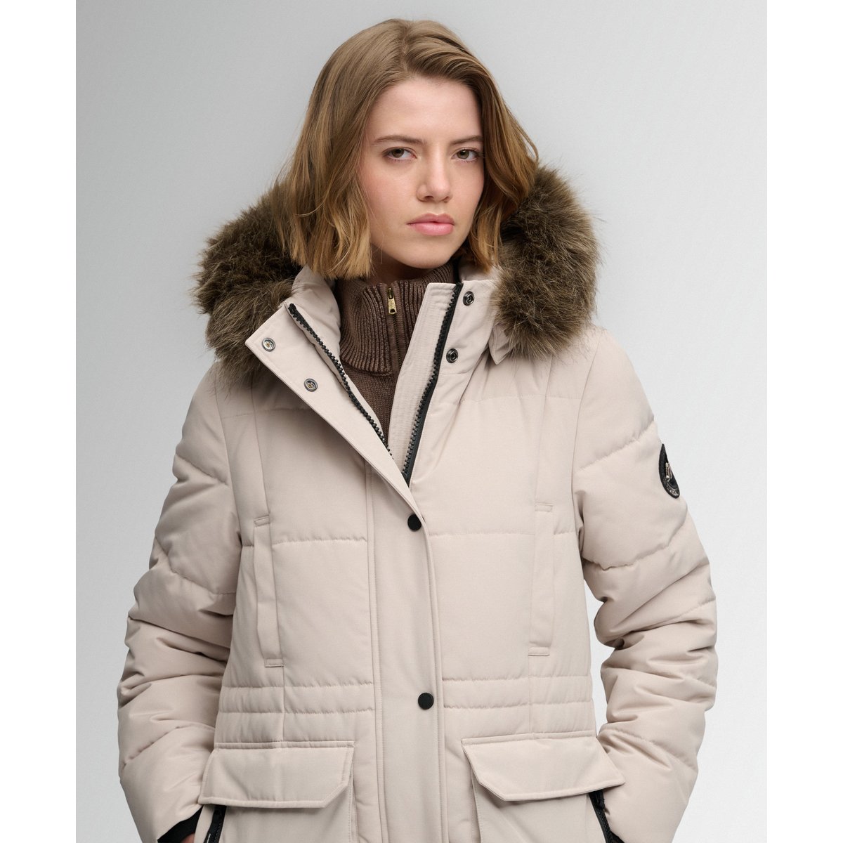Manteau Everest Longline Puffer coupe ajustée gris château, SUPERDRY