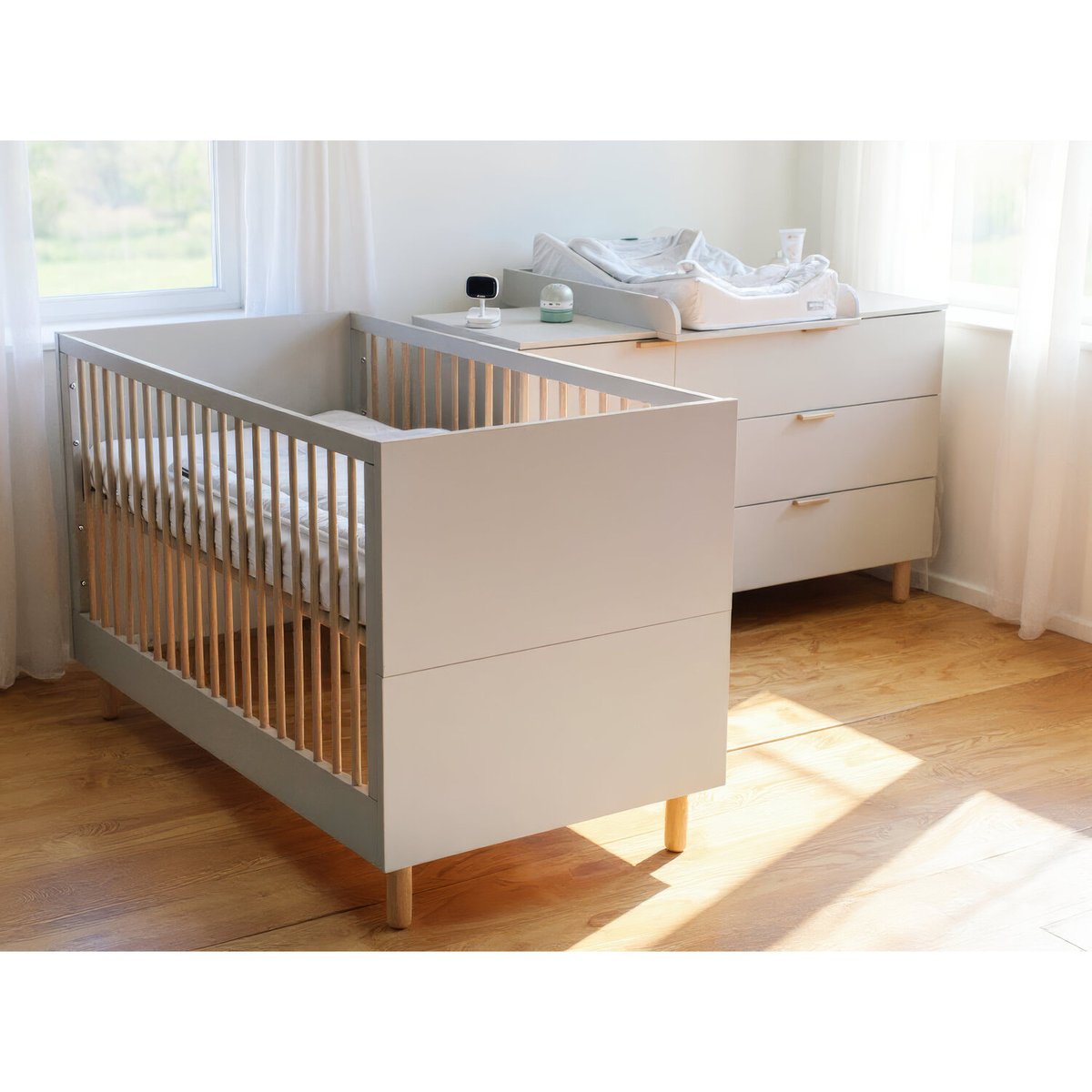 Lit bébé en bois de chêne 70x140 cm terre argile, CHILDHOME
