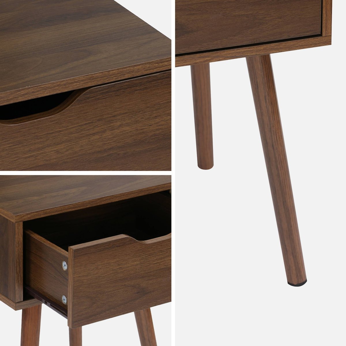 Table de chevet décor bois teinté noyer 1 tiroir (lot de 2) NEPAL noyer, SWEEEK