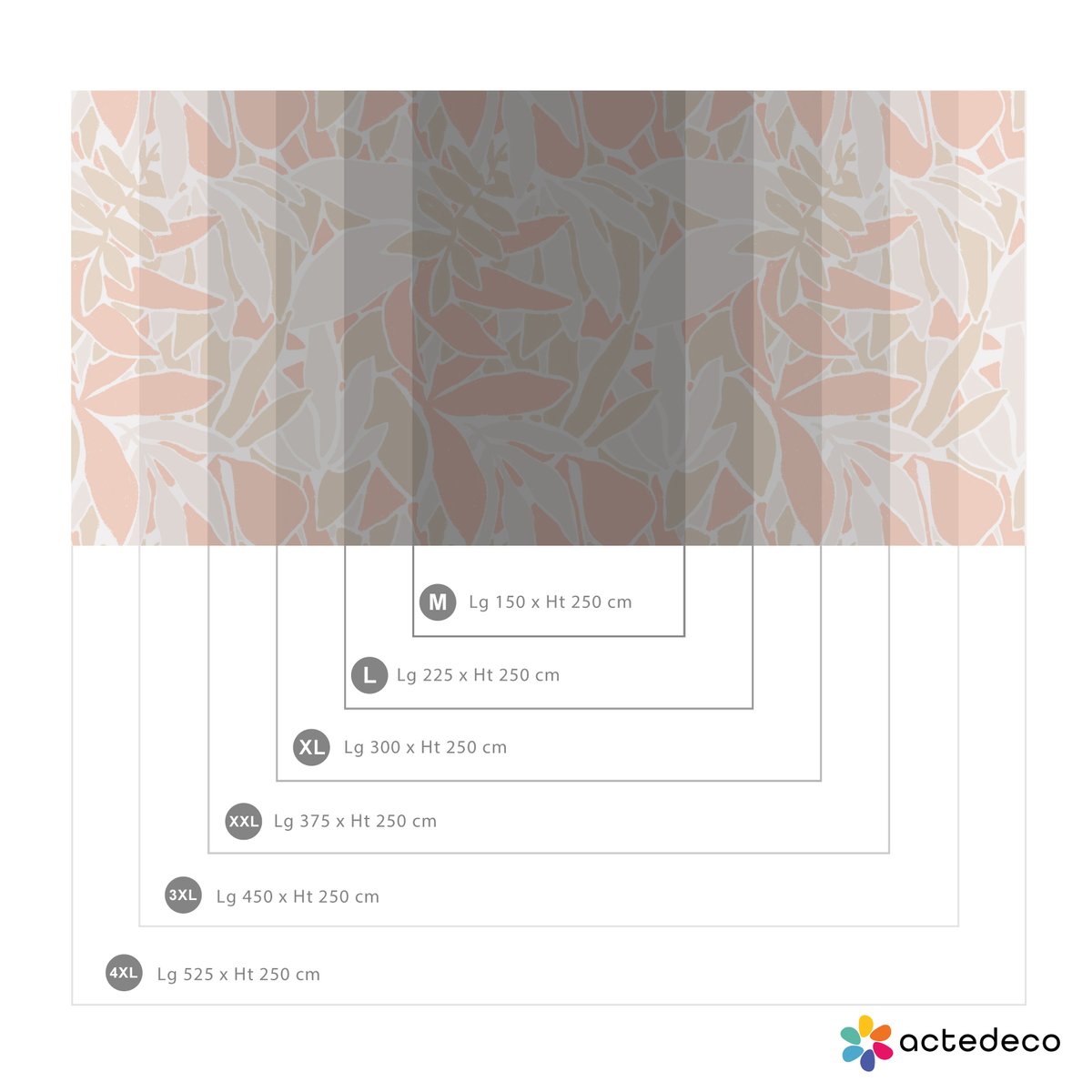 Papier peint panoramique Minimal Jungle, Brun 450 x 250cm brun, ACTE DECO