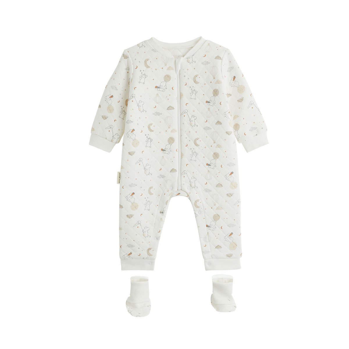 Combinaison bébé en molleton et chaussons Eliah ecru, PETIT BEGUIN