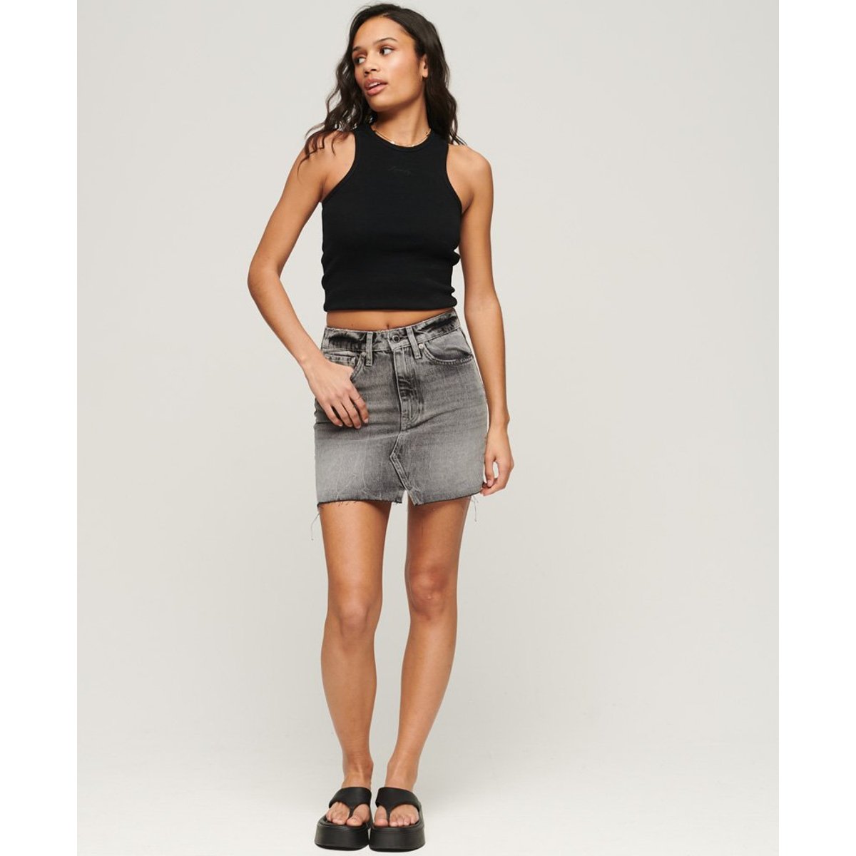 Minijupe en jean vintage noir marbré, SUPERDRY