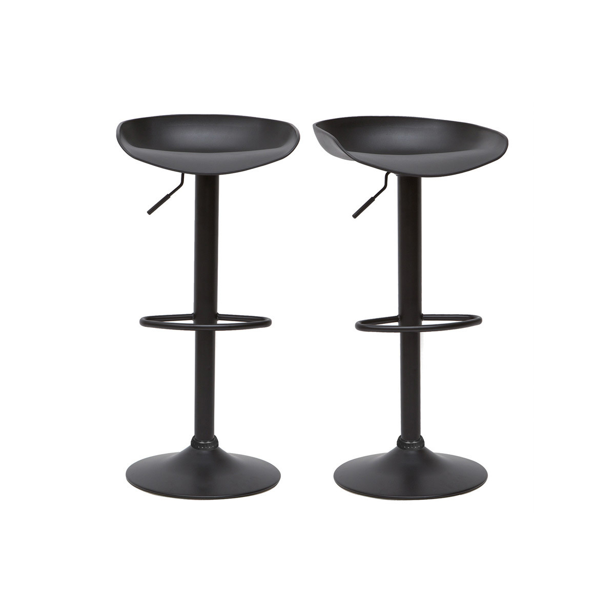 Tabourets de bar réglables design noirs H65 cm (lot de 2) PEBBLE noir, MILIBOO
