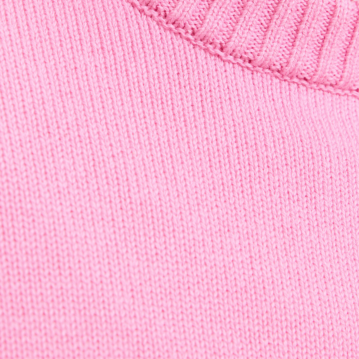 Pull col rond, en laine et coton mélangés rose, LA REDOUTE COLLECTIONS