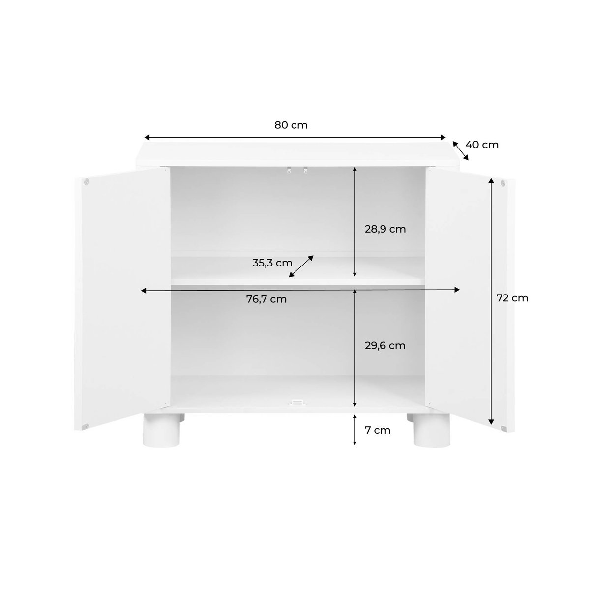 Buffet décor bois 2 portes réversibles 80cm PONDI beige, SWEEEK