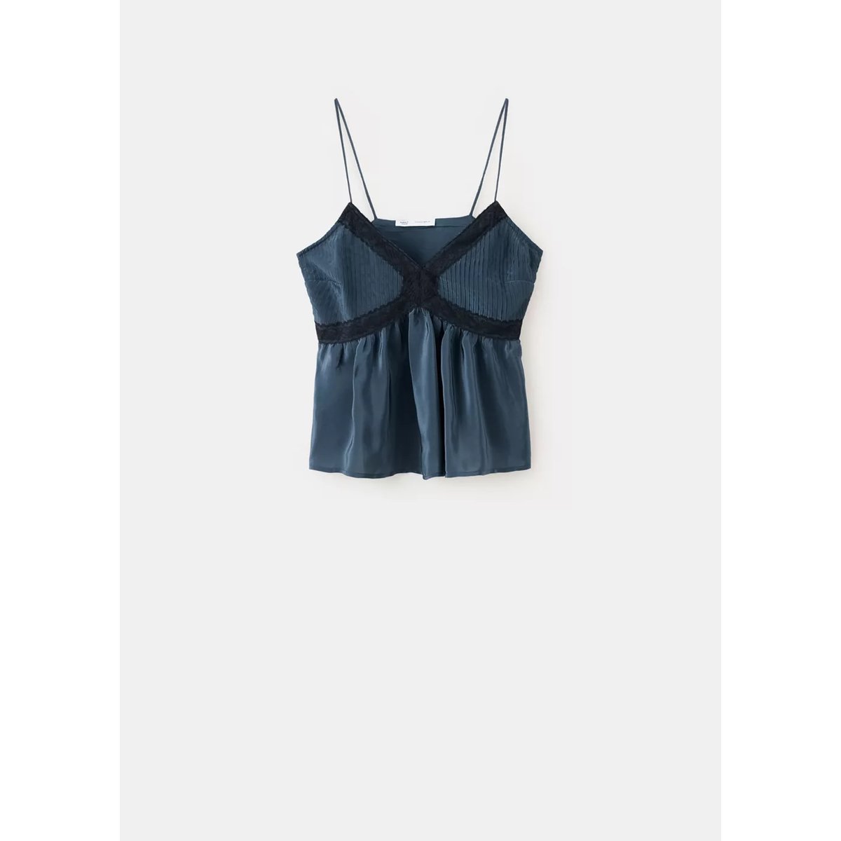 Top satiné dentelle argent foncé, MANGO TEEN