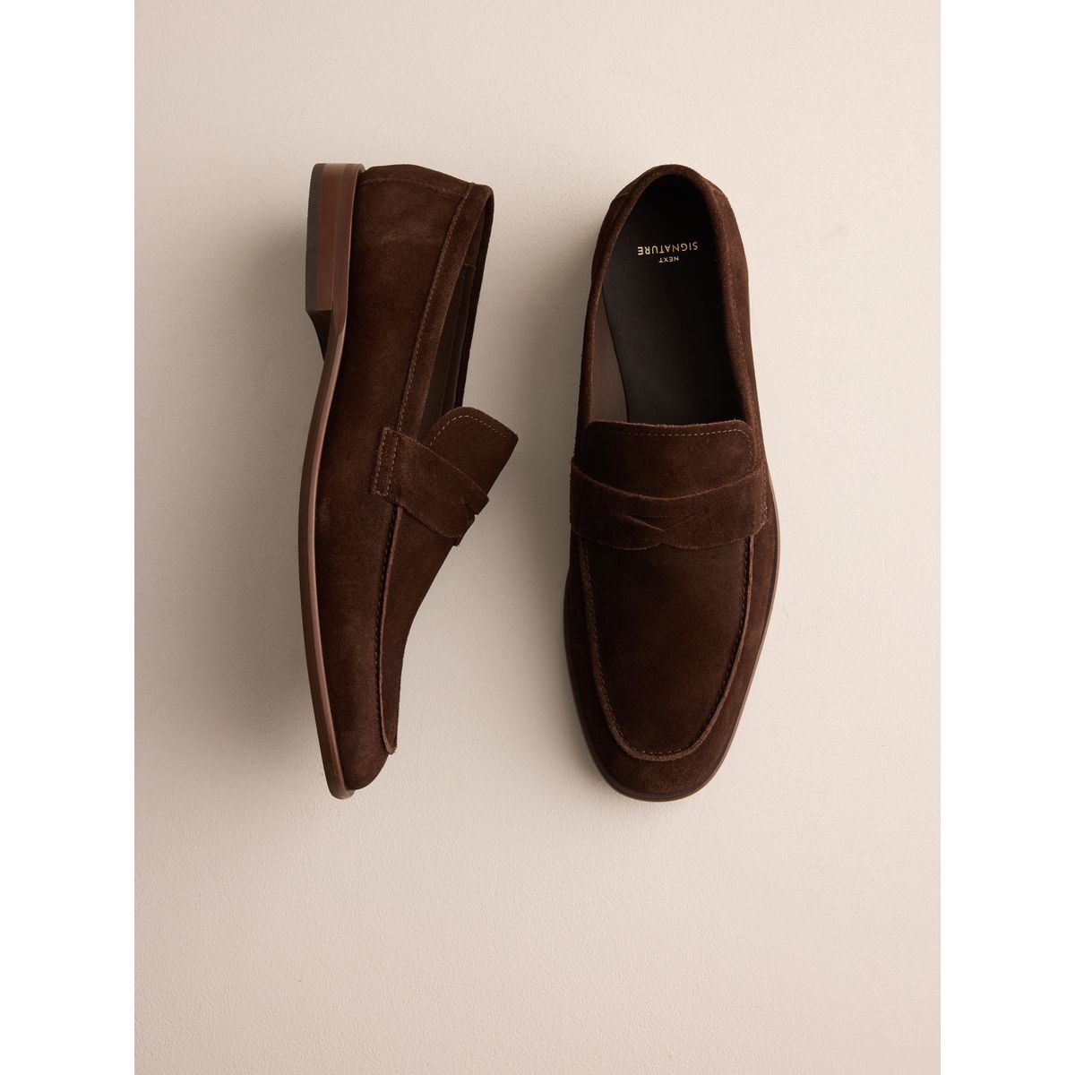 Mocassins flexibles en daim signature marron, NEXT