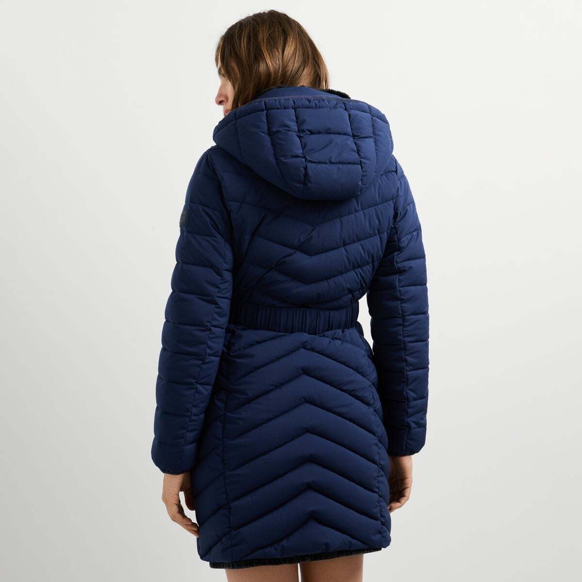 Doudoune Longue Avec Ceinture bleu dulwich, PEPE JEANS