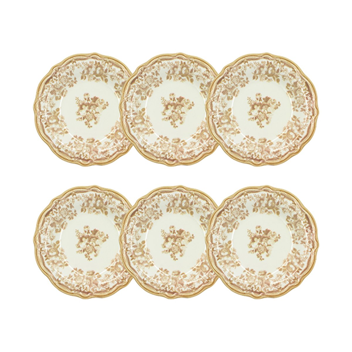 Lot de 6 assiettes creuses en grès 22cm, FAUSTINE miel, NOVASTYL