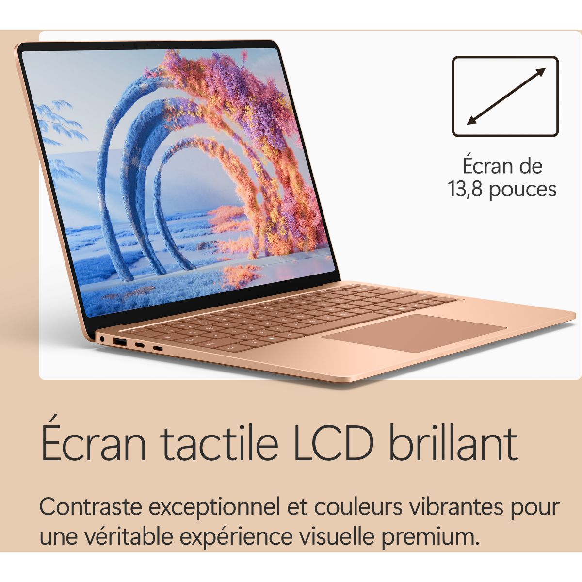 Ordinateur portable SURFACE LAPTOP 8e DUNE 13,8" Tactile Snapdragon X plus 16 Go RAM LPDDR5x SSD 512 Go Copilot+PC couleur unique, MICROSOFT