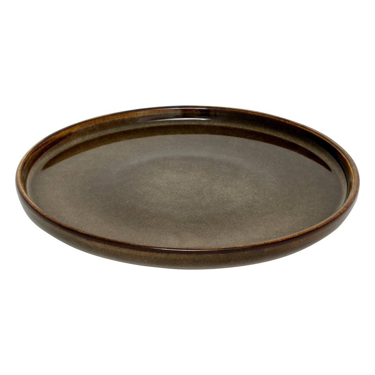 Lot de 6 assiettes en céramique TERRE INCONNUE marron, SECRET DE GOURMET