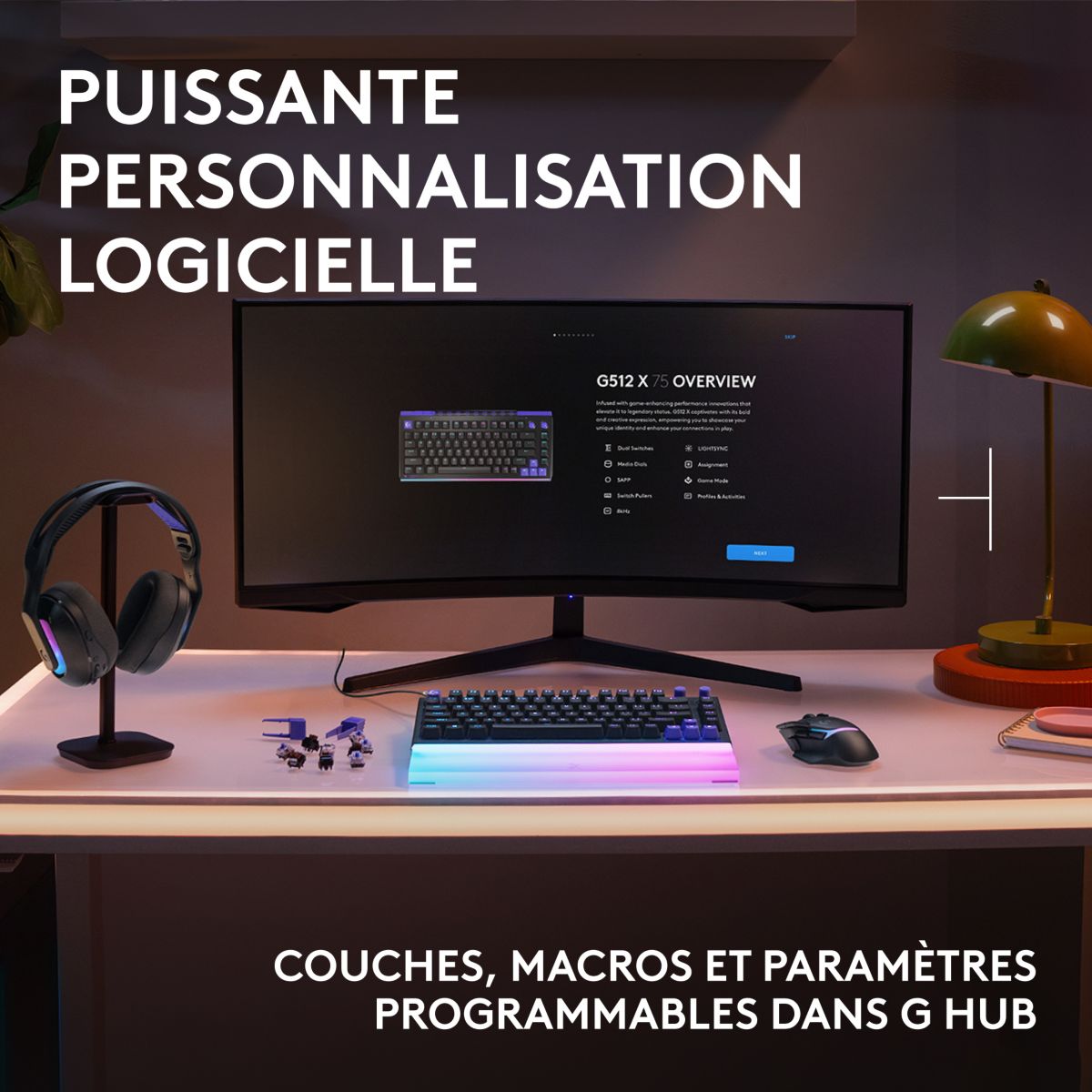 Clavier gamer G512 X 75 Noir couleur unique, LOGITECH