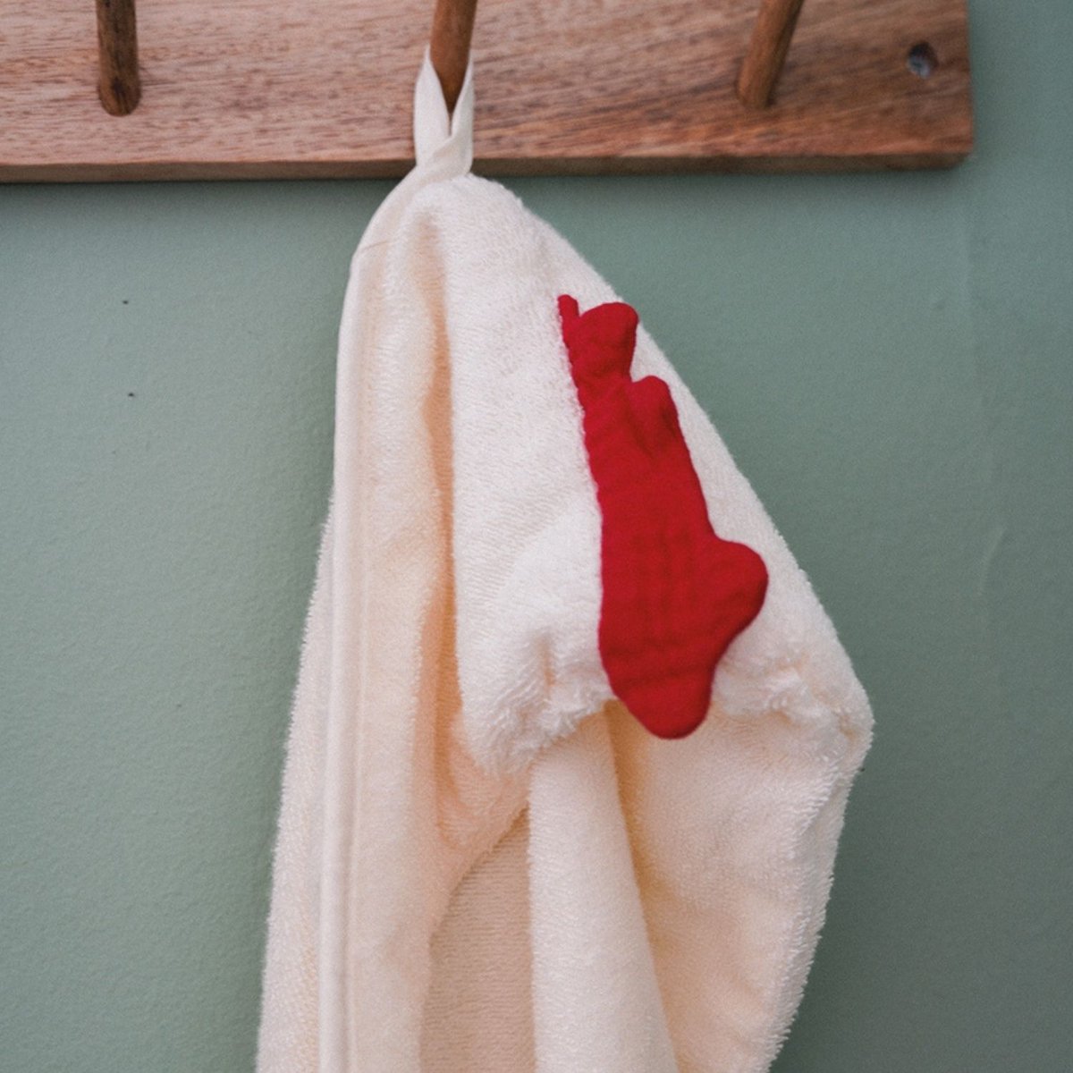 Cape de bain blanc, rouge, DOMIVA
