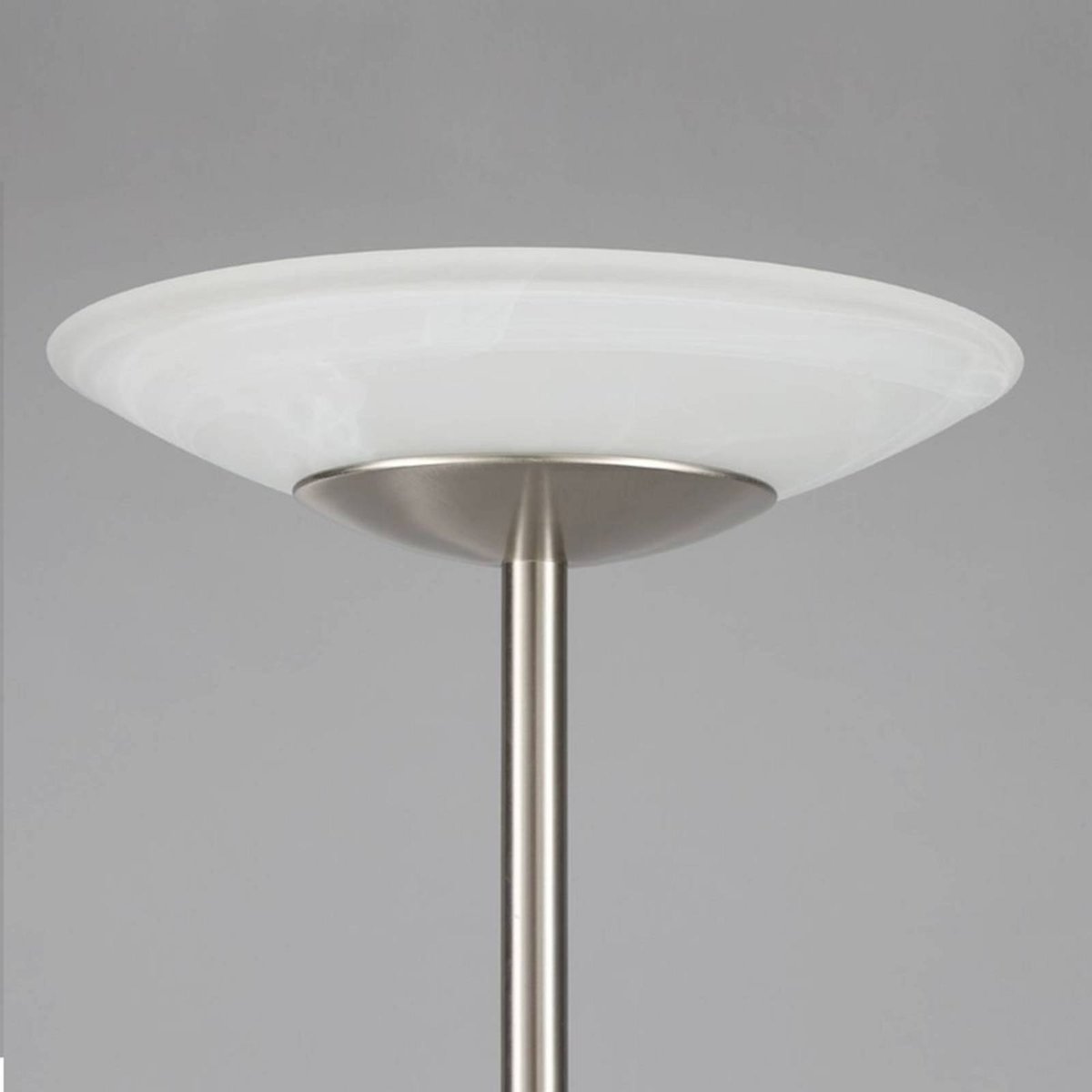 Lampadaire en verre moderneLED, Ragna blanc albâtre, nickel mat, LINDBY