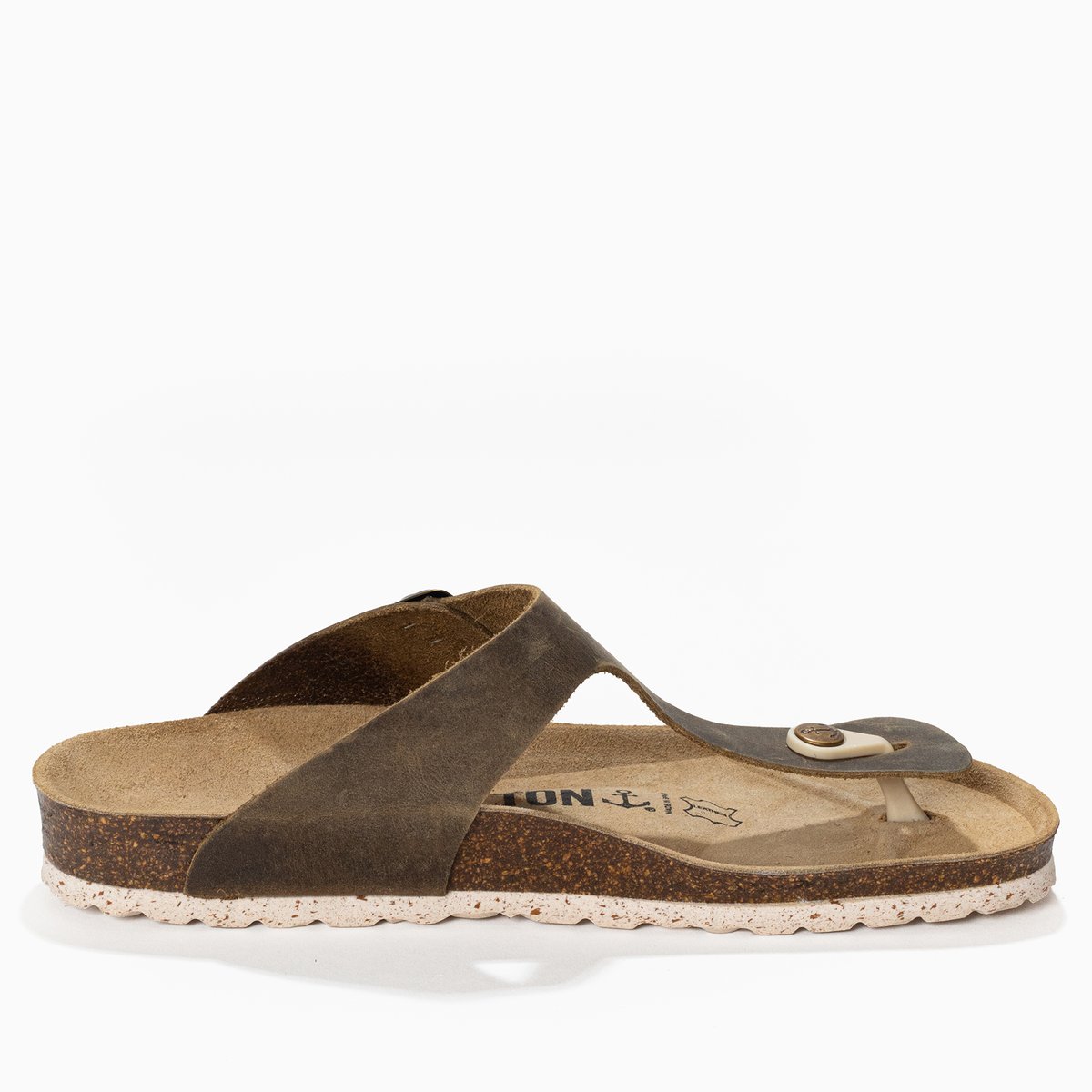Tongs en cuir MERCURE marron, BAYTON