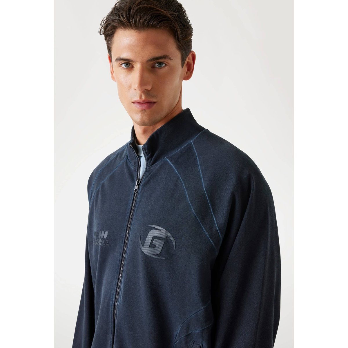 Sweat-Shirt Zippé Logo bleu foncé, GUESS