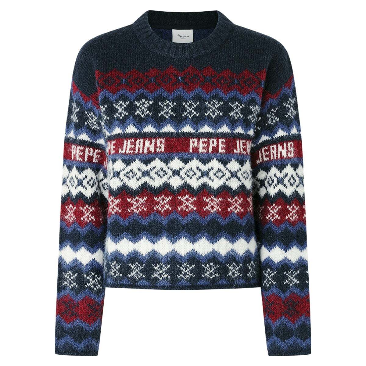 Pull Col Rond En Tricot Fair Isle bleu dulwich, PEPE JEANS