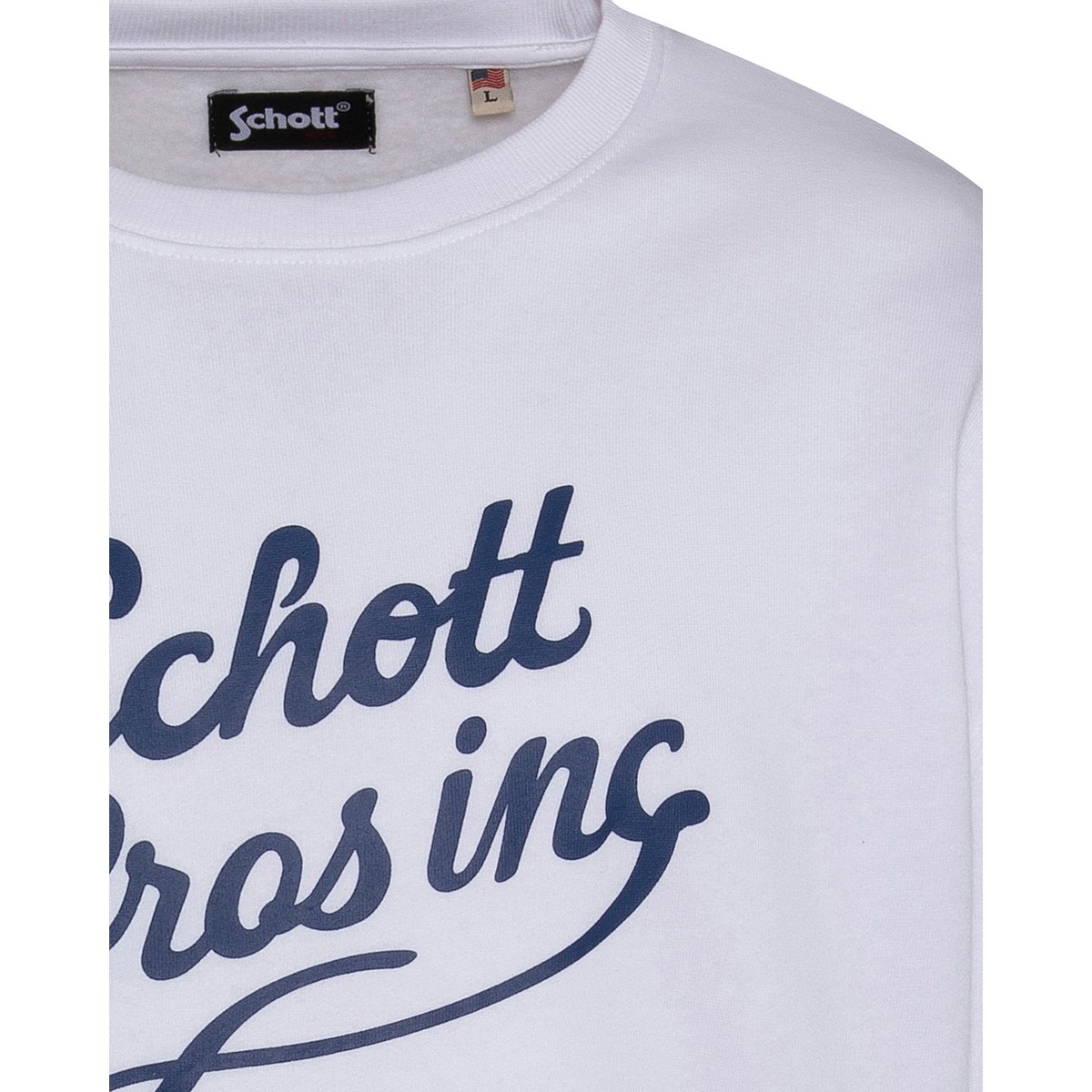 Sweatshirt imprimé col rond blanc, SCHOTT