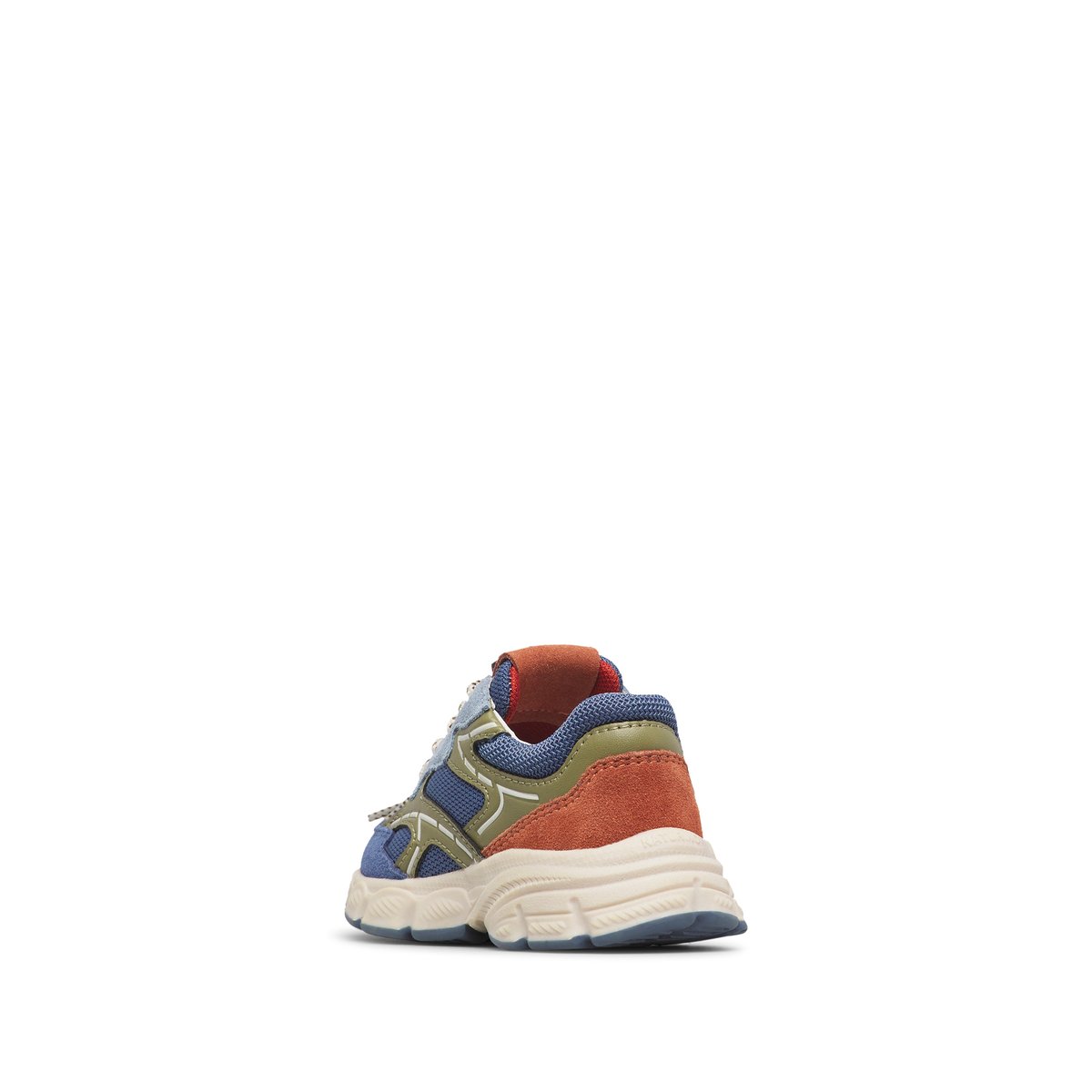 Sneakers en écopelle et tissu YAMBE. bleu-kaki, NATURINO