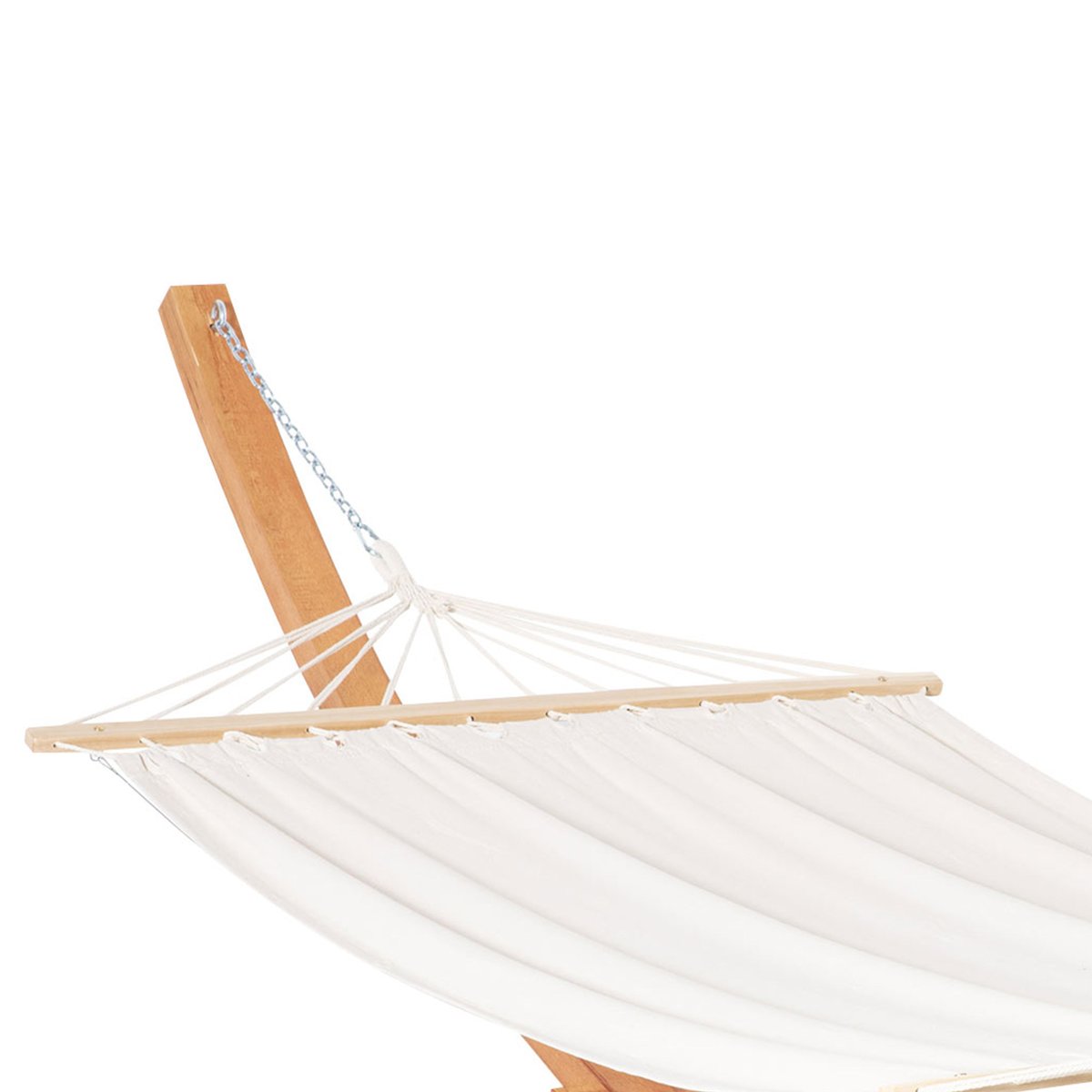 Hamac de jardin 1 place avec support en bois blanc, OUTSUNNY