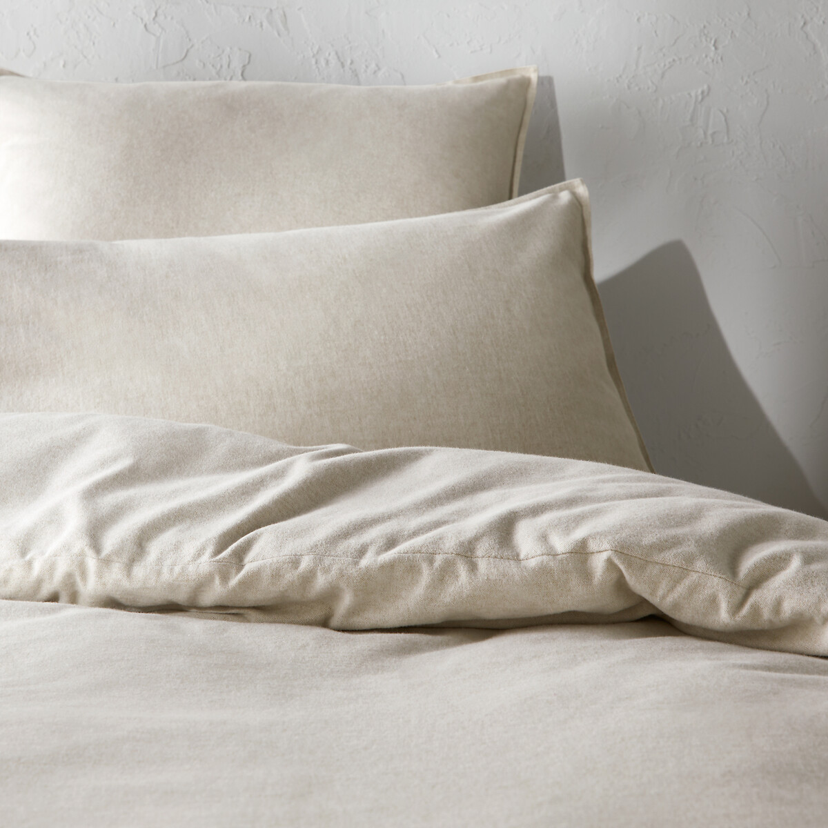 Clara Brushed Cotton Chambray Pillowcase beige marl, LA REDOUTE INTERIEURS