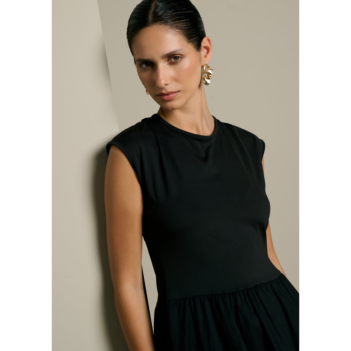 Robe midi fluide noir, LOLALIZA