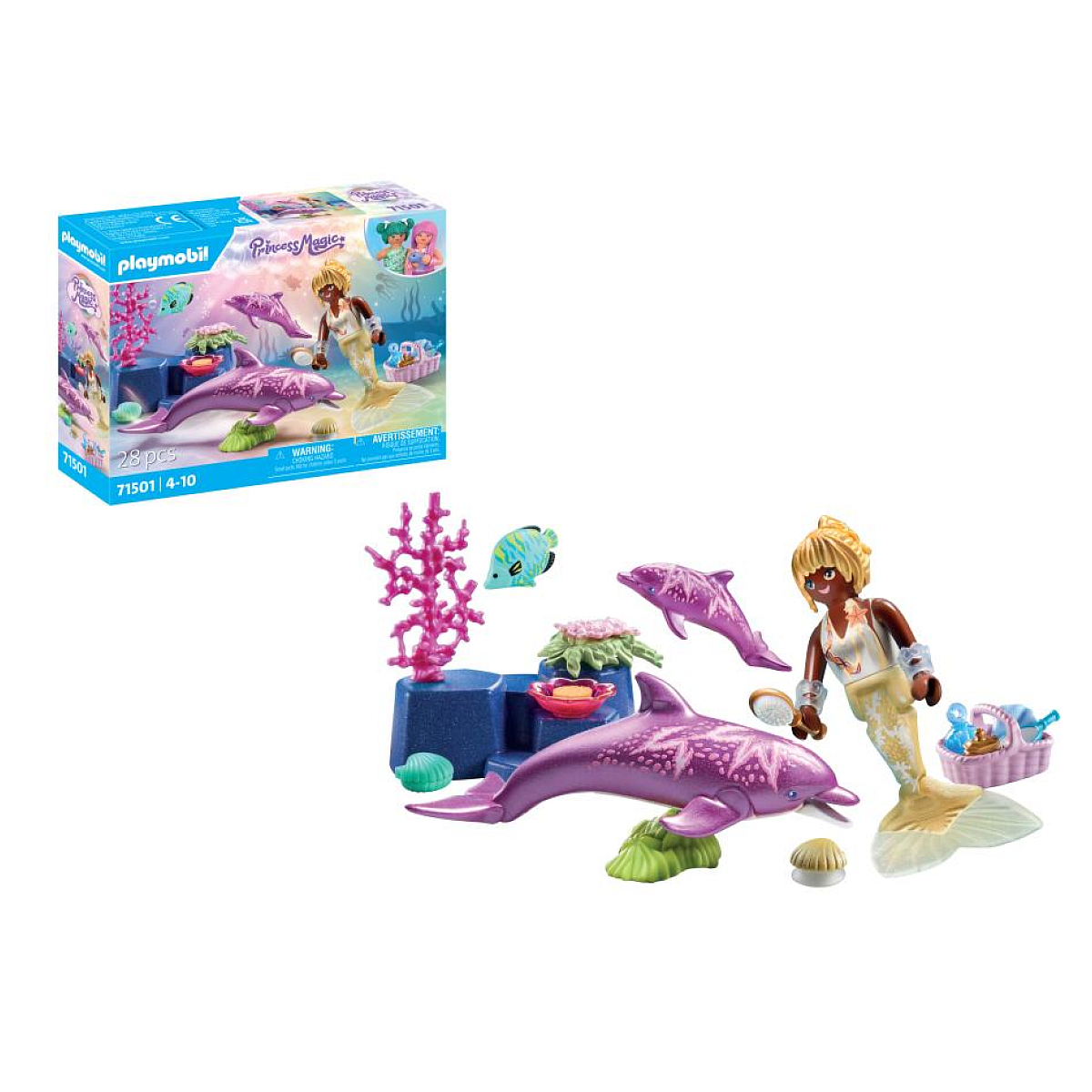71501 - Sirène avec dauphins couleur unique, PLAYMOBIL
