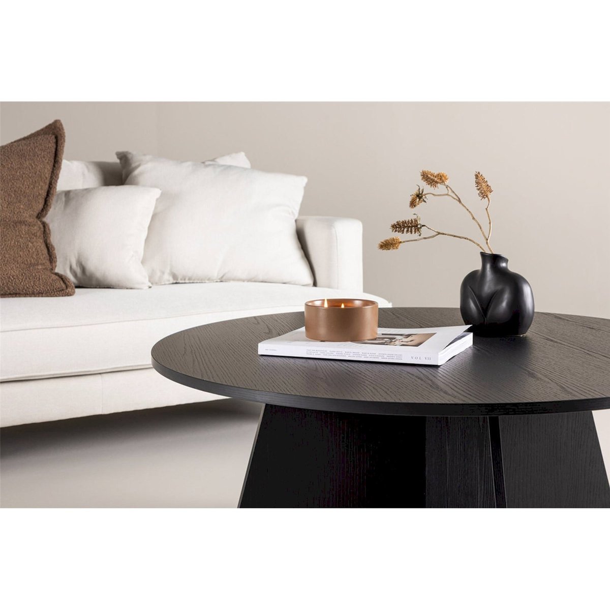 Table basse ronde, Collection QUISHLY noir, RECOLLECTION