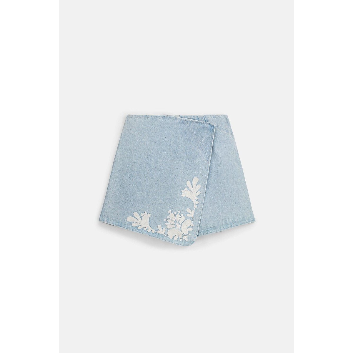 Jupe short en denim brodé, MYRTA denim clair, LOUISE MISHA