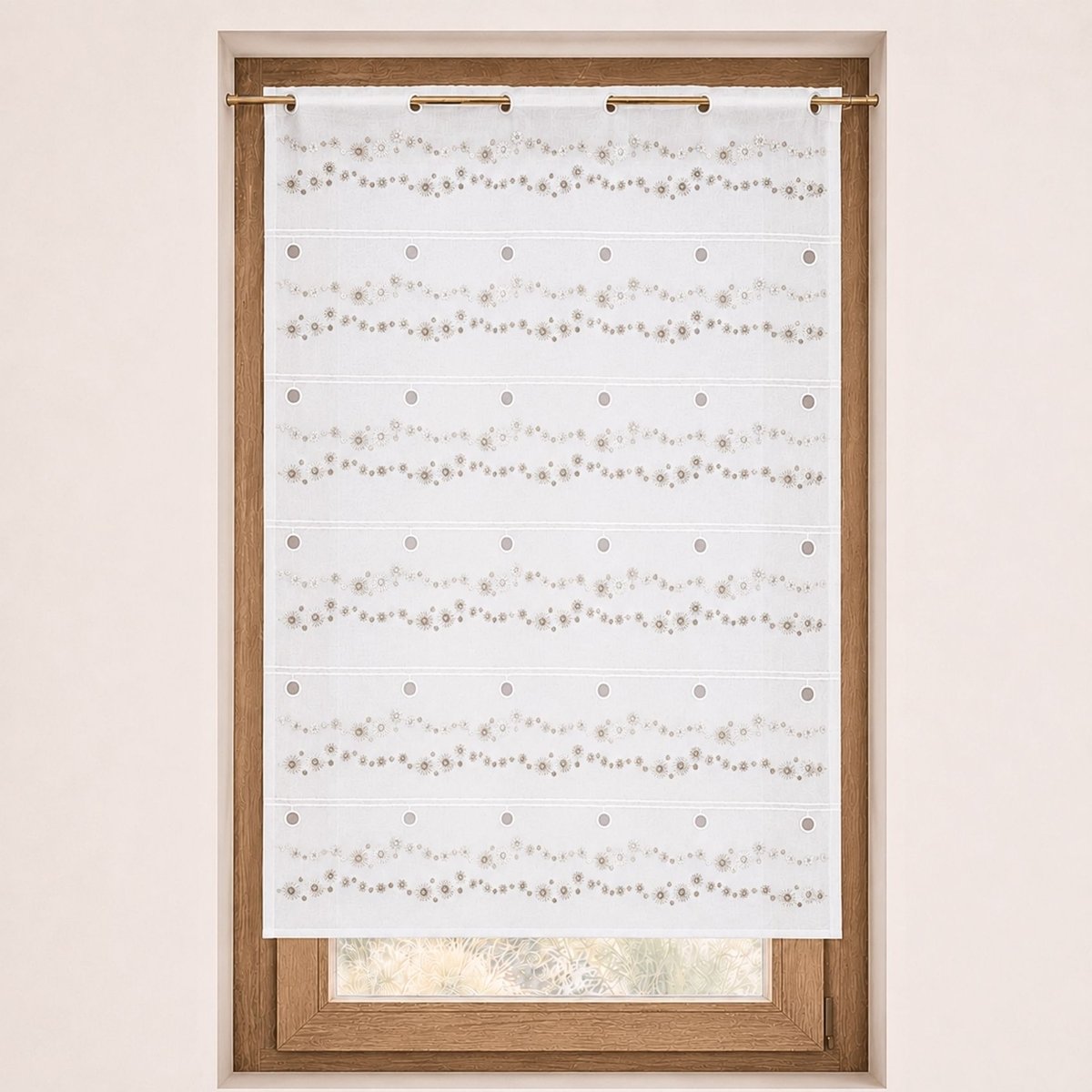 Modulable brodé à motifs de petits soleils taupe, HOME MAISON