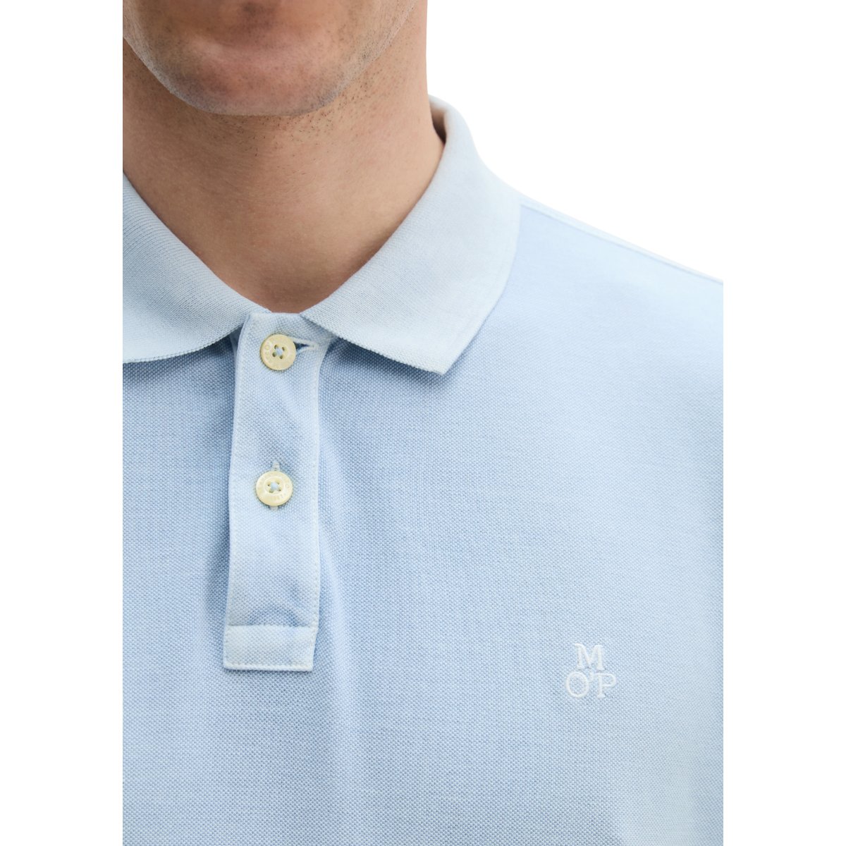 Polo Piqué Garment-dyed régulier en coton bio bleu, MARC O'POLO