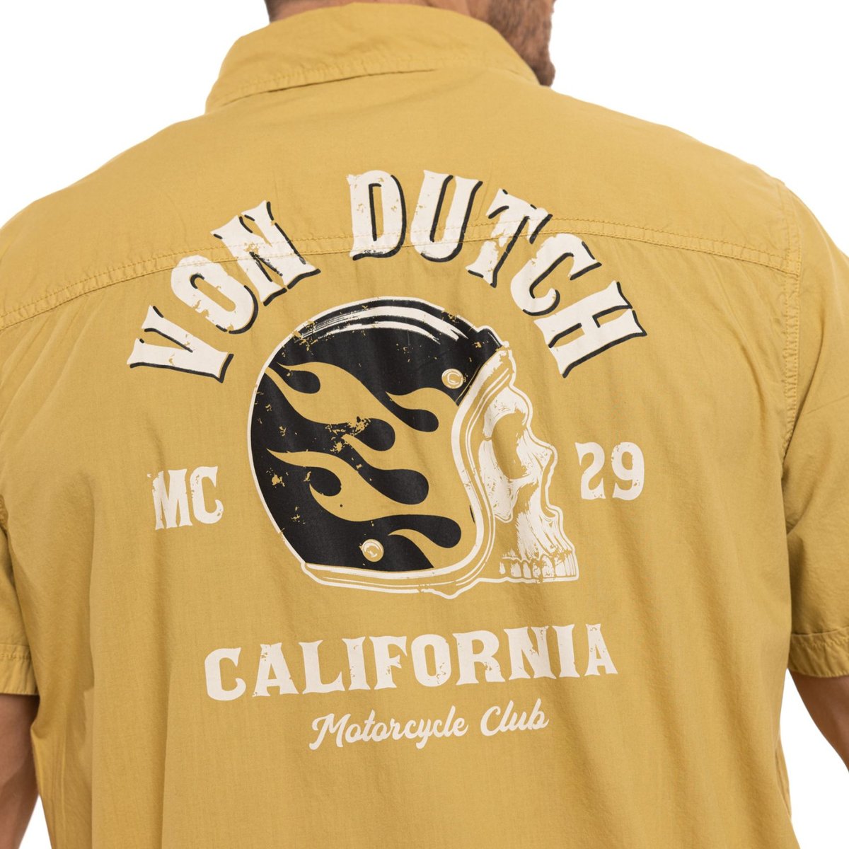 Chemise en coton DEREK jaune/noir/blanc, VON DUTCH