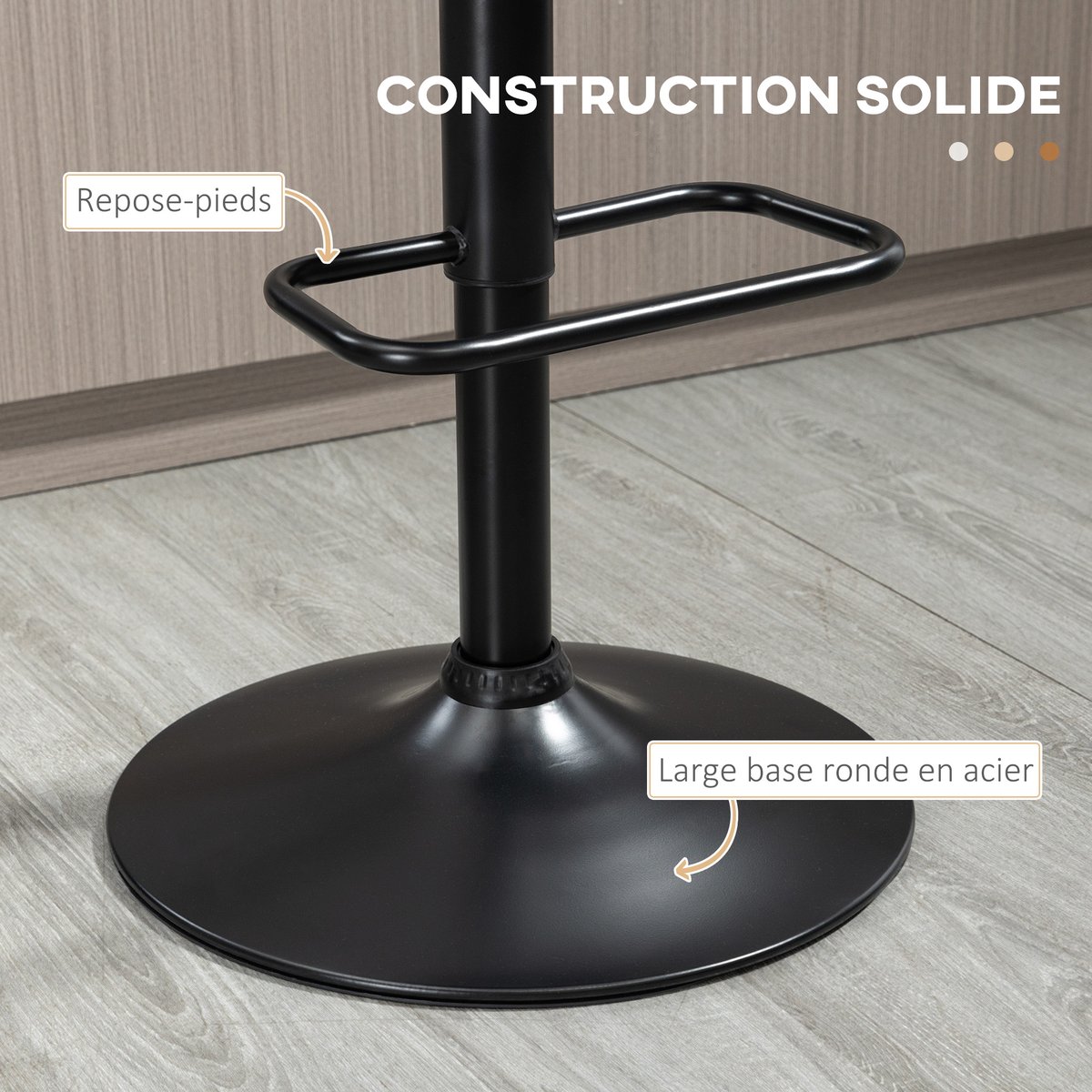 Tabouret de bar Lin polyester Noir noir, HOMCOM