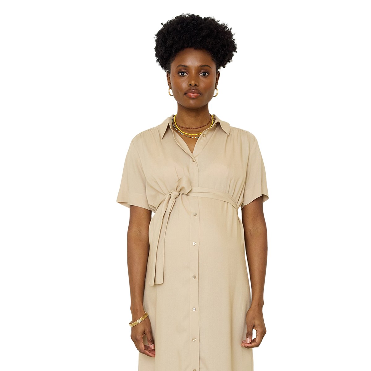 Robe allaitement mi-mollet beige, VERTBAUDET