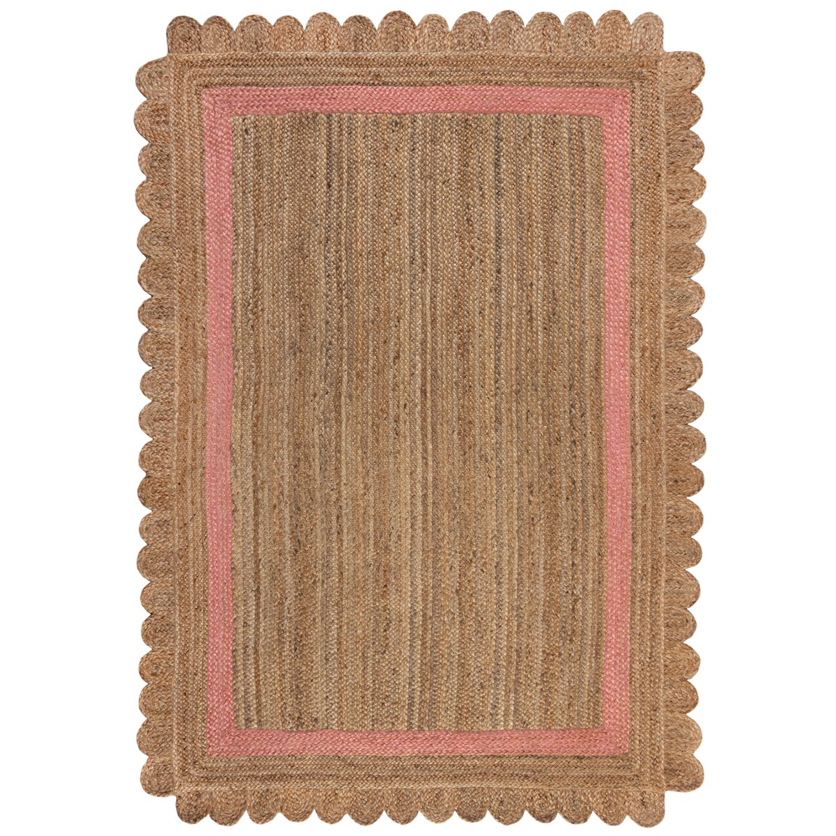 Tapis salon et chambre en jute FLOWER JUTE rose, NOVATREND
