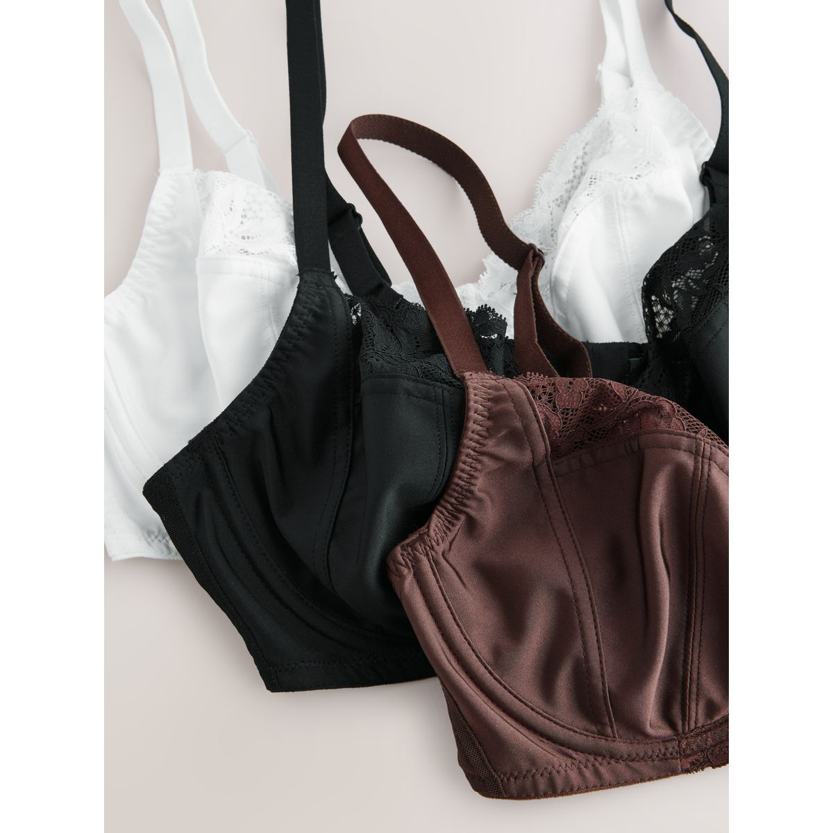 Soutien-gorge non rembourré e, lot de 3 nu noir/blanc/chocolat, NEXT