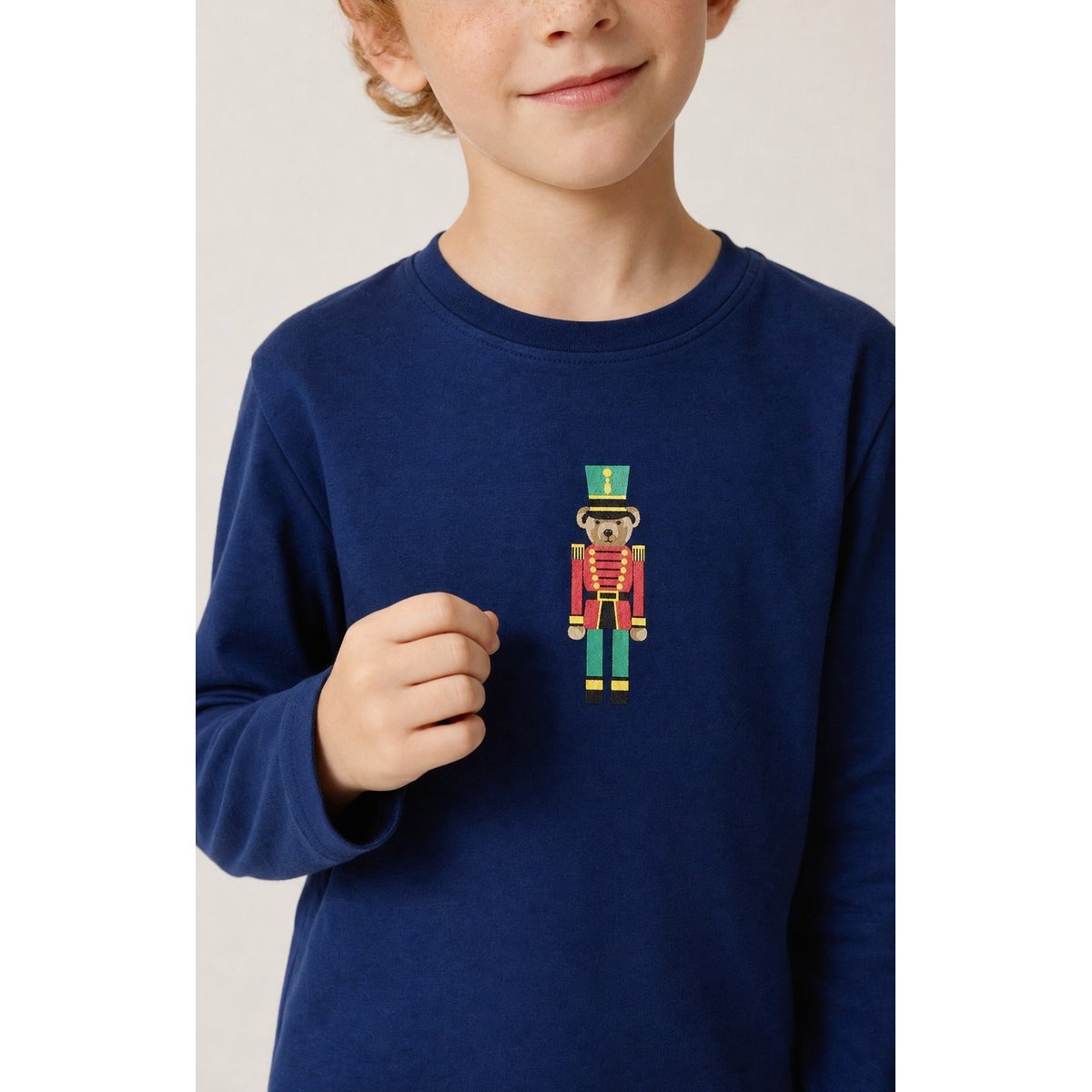Pyjama enfant en jersey de coton épais à carreaux Léon rouge, ARTHUR