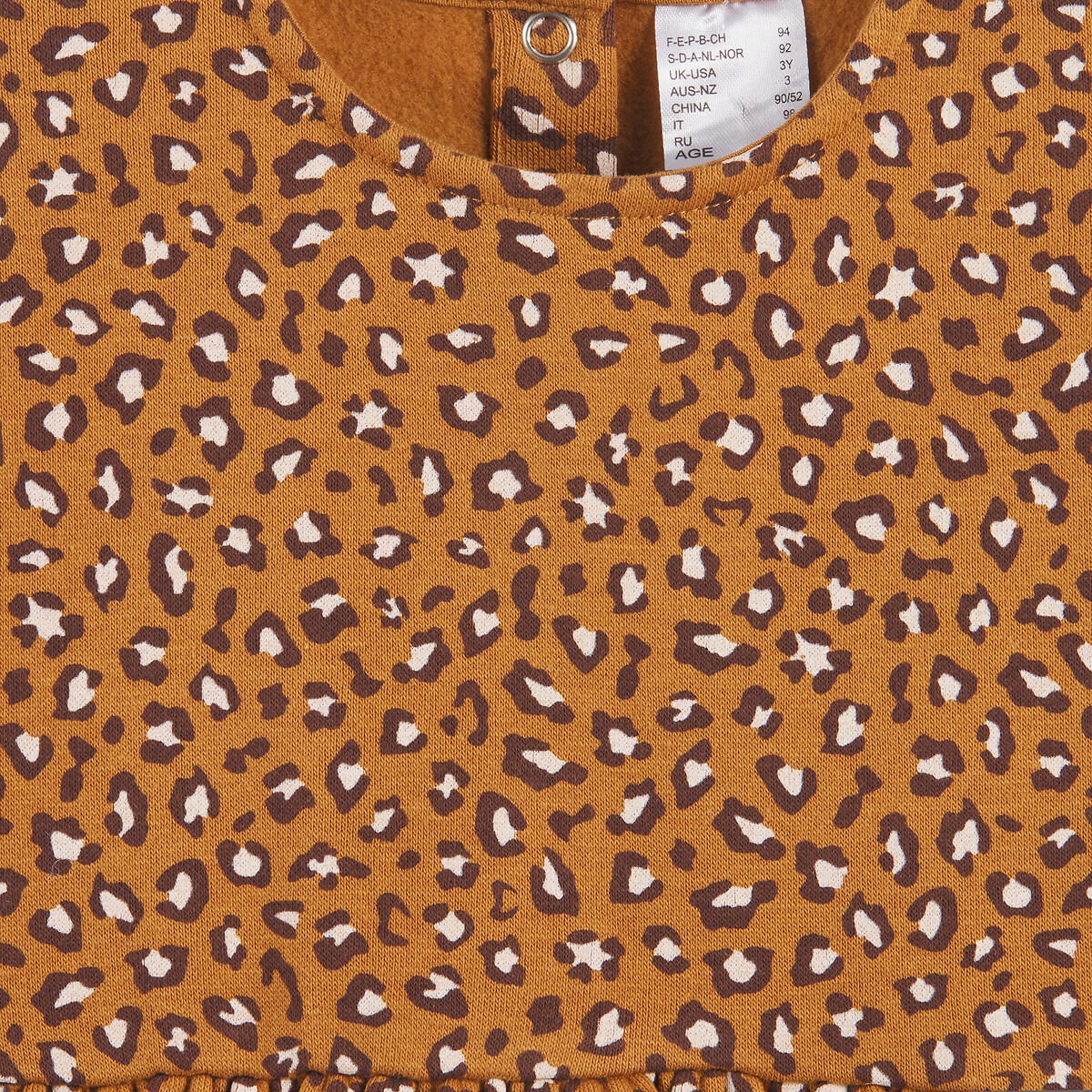 Leopard Print Fleece Dress with Long Sleeves yellow print, LA REDOUTE COLLECTIONS