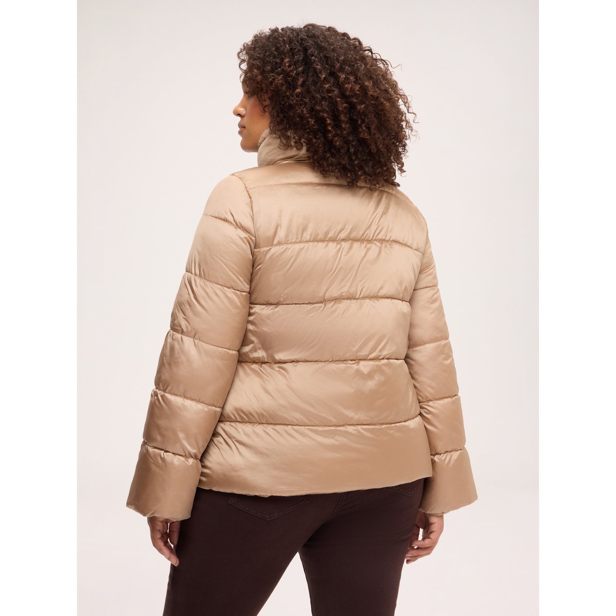 Doudoune courte avec col en peluche beige, FIORELLA RUBINO