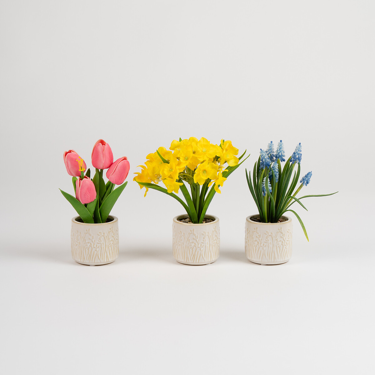 Set of 3 Spring Florals in Pots yellow, SO'HOME