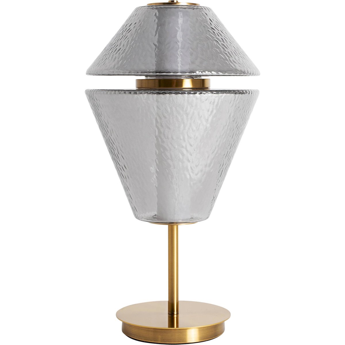 Lampe de salon vintage en cristal translucide gris cristal translucide et bois naturel, RECOLLECTION