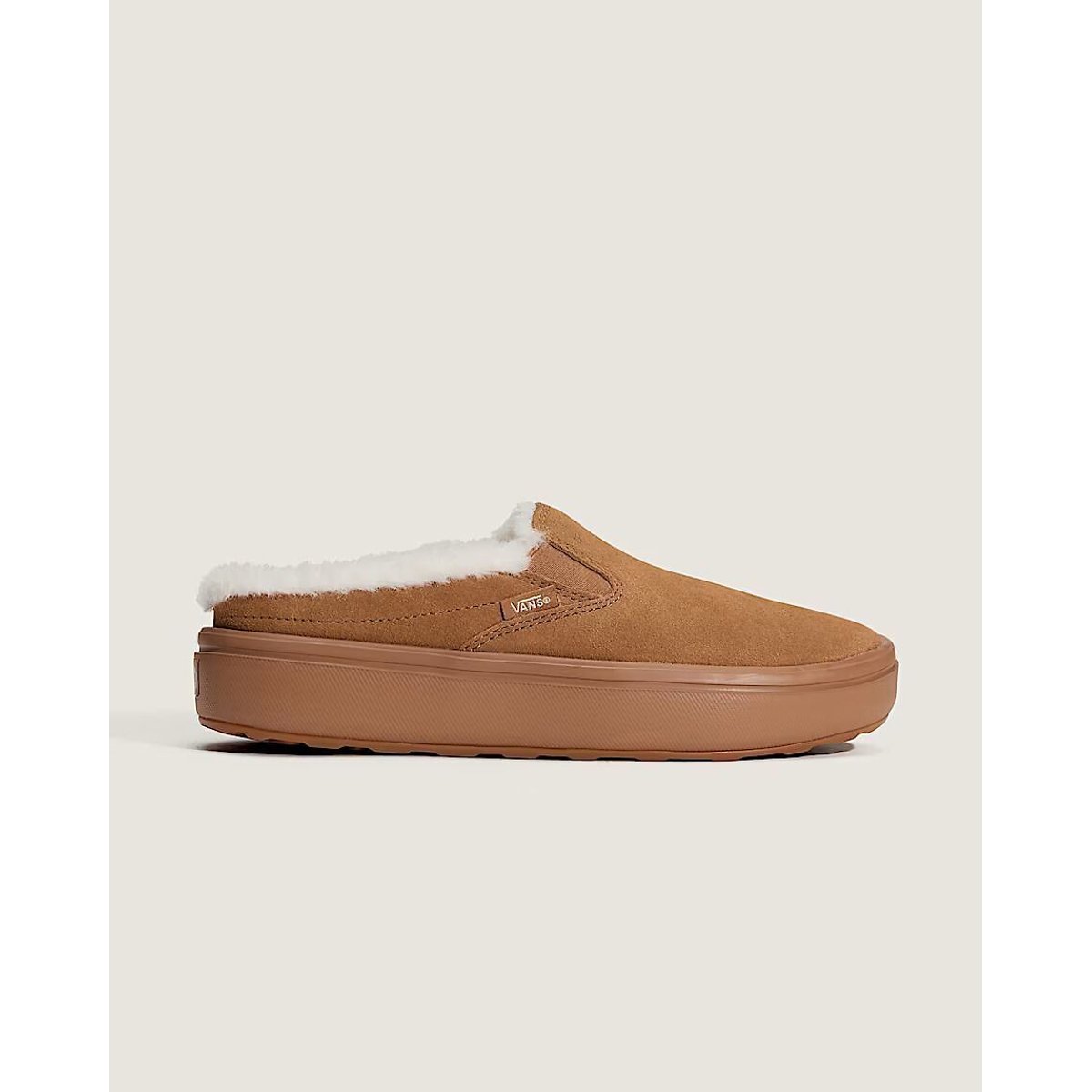 Sabots MULES PLATFORM fourrées beige, VANS