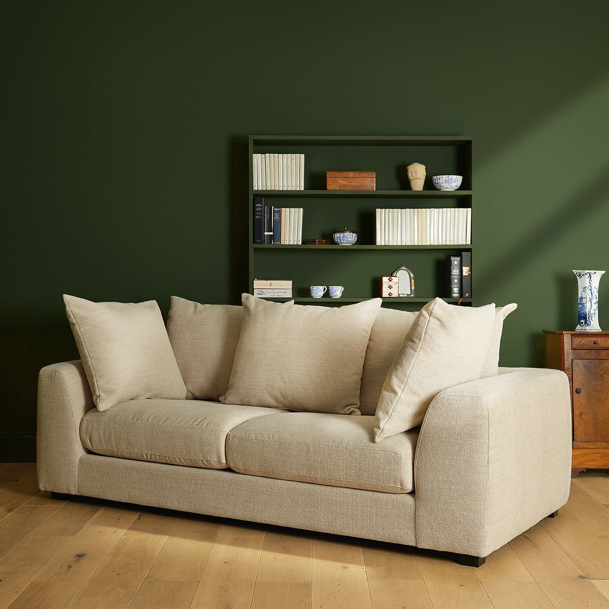 Canapé droit 3 places en tissu texturé   EDMOND beige chiné, BERAH GETAH