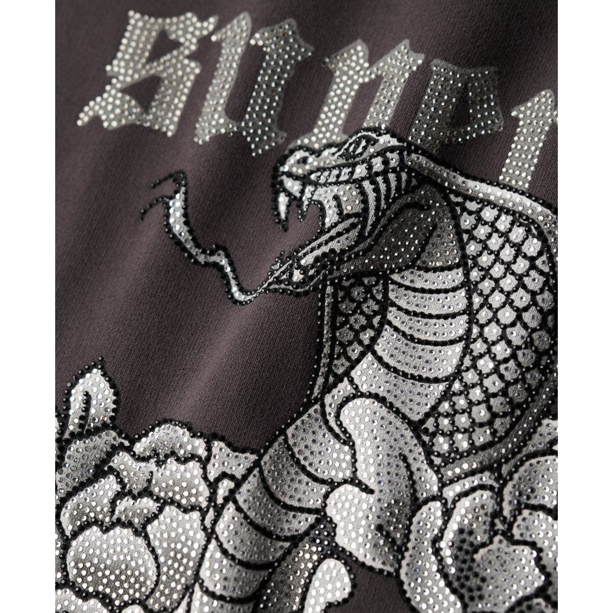 Robe à capuche et strass effet tatouage noir carbone, SUPERDRY