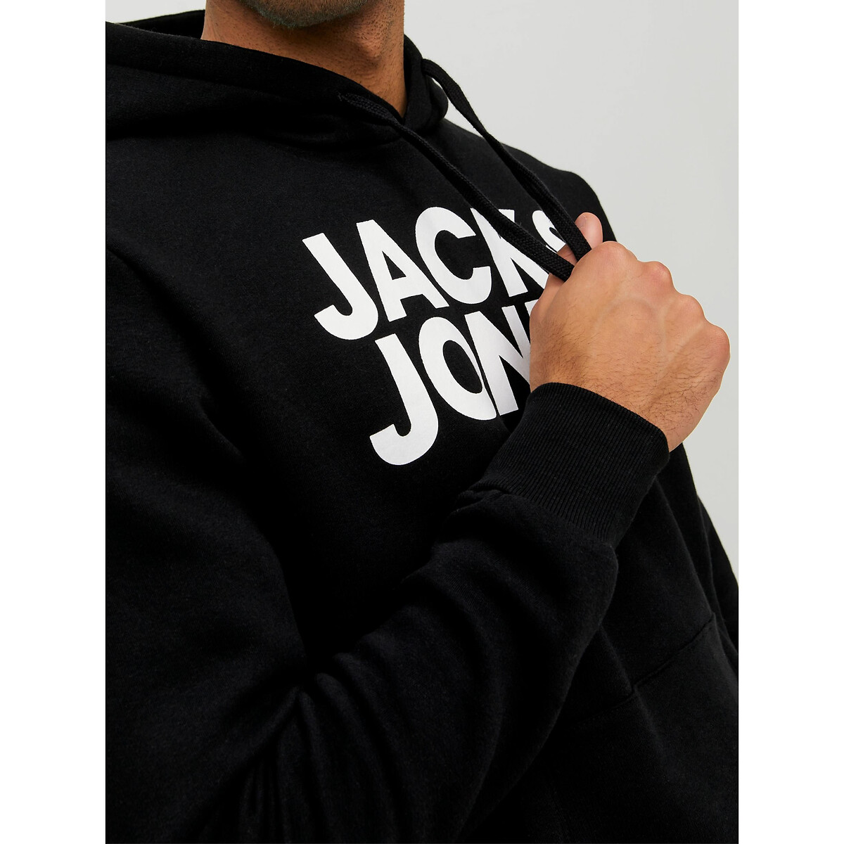 Sweat à capuche Jjecorp Logo noir logo blanc, JACK & JONES