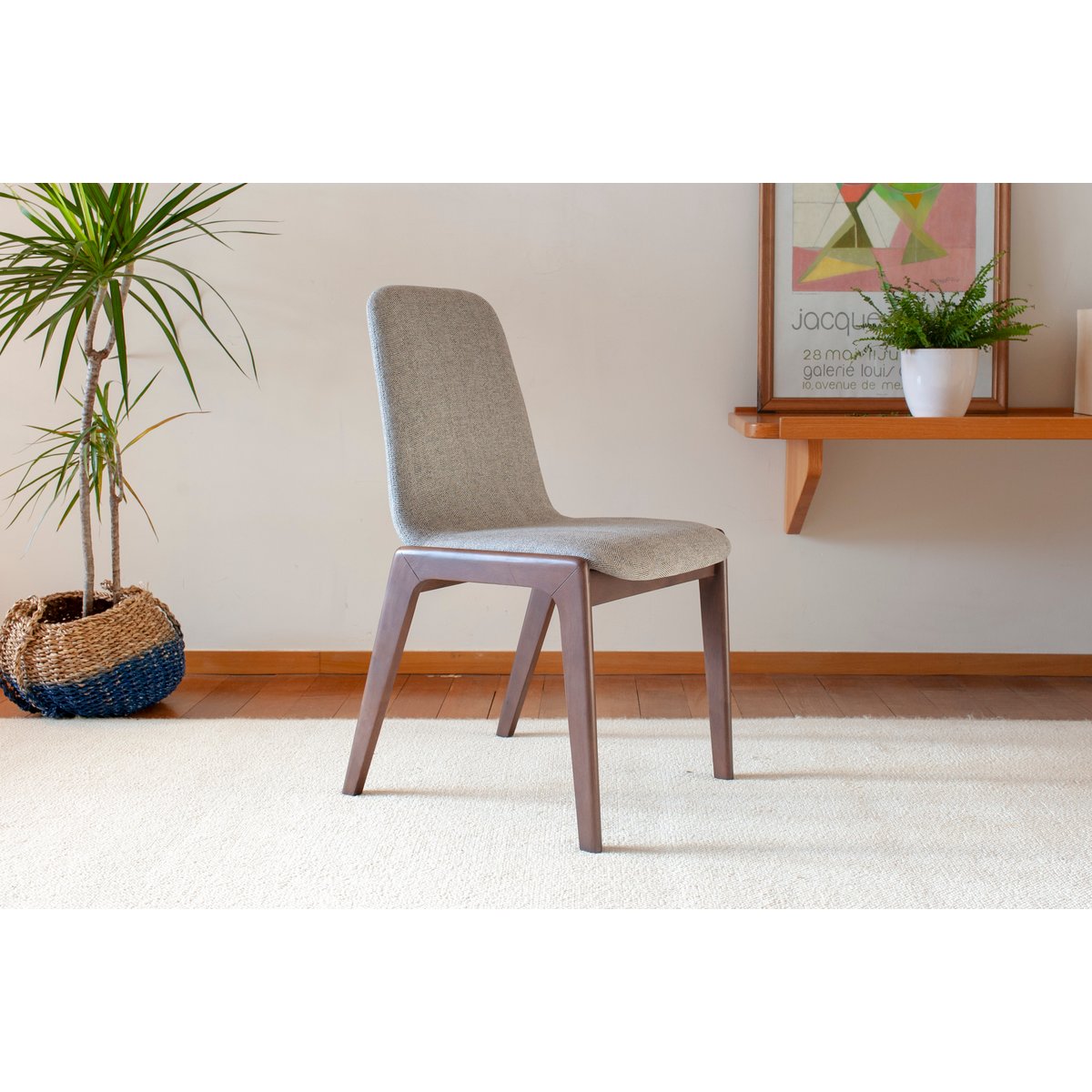 Chaise en tissu ESTELLA bois foncé, PRODUIT INTERIEUR BRUT