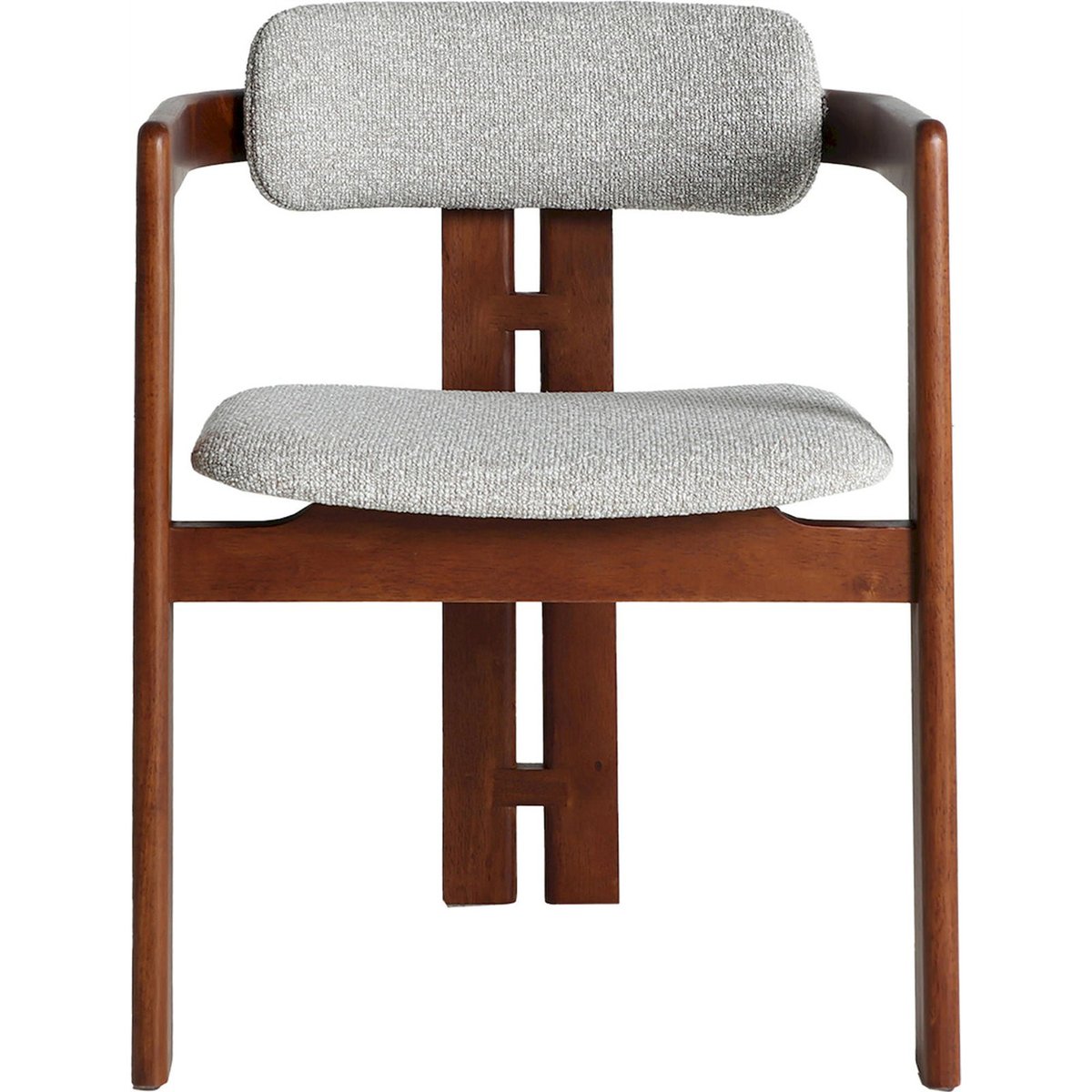 Lot de 2 chaises de salle à manger en bois bois marron et tissu gris clair, RECOLLECTION
