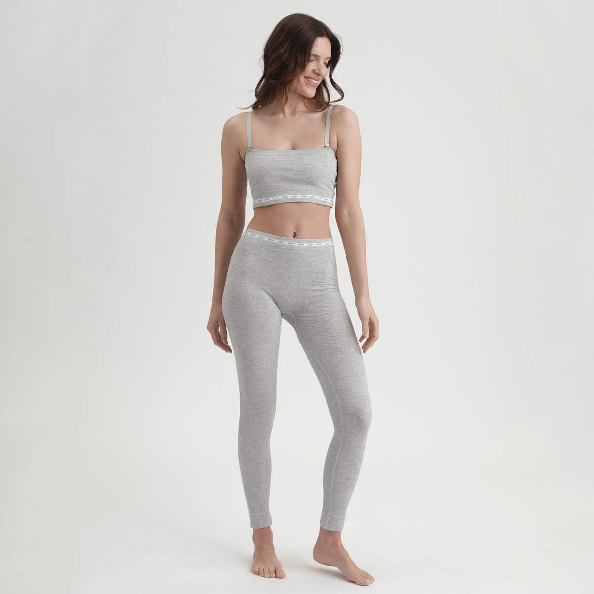 Legging sans couture en tissu côtelé Icons Seamless gris chiné, DIM